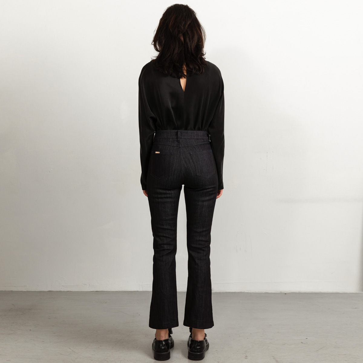 FLared blue blue st back cropped