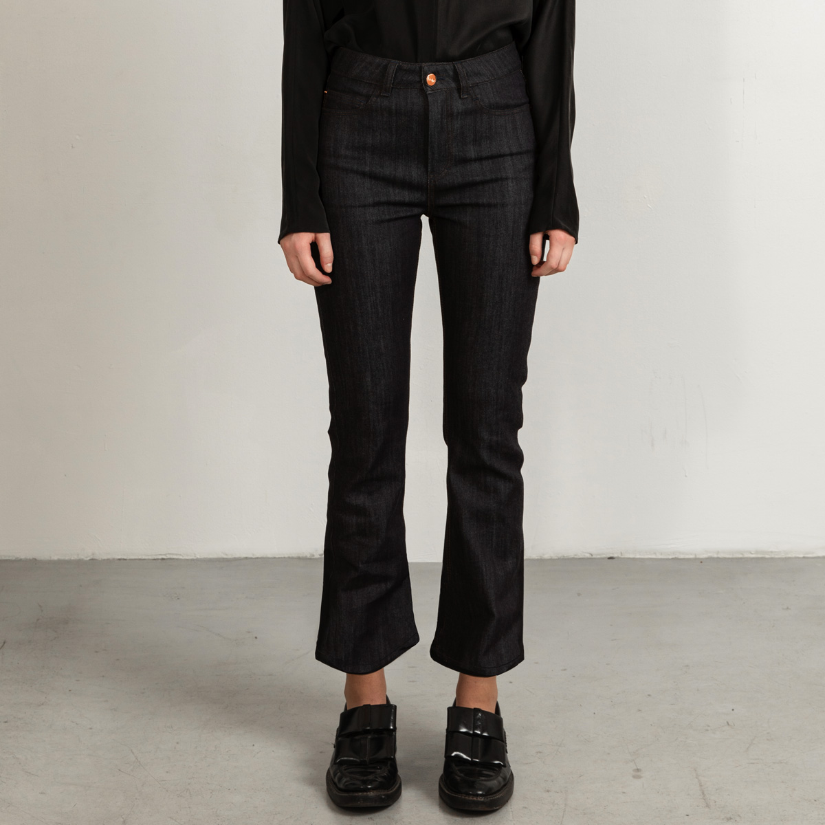 flared blue jeans cropped blue' stitch 2